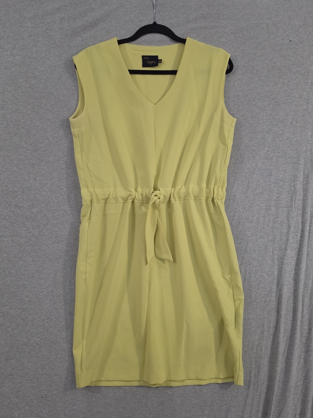 Just...Taylor Sleeveless V-Neck Tie-Waist Midi Dress in Lemon Yellow